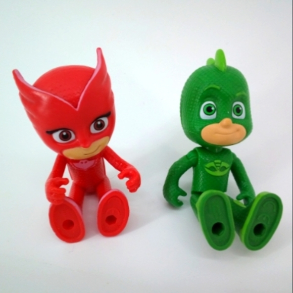Disney Junior PJ Masks Posable 3 in Figures Owlette Gekko Cake Topper set 2 Piec - Picture 3 of 5